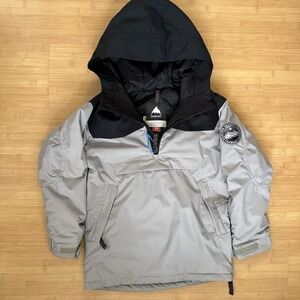 Burton Hightrack Jacket Boys XS Gray Ski Snowboard‎ Dryride Side Zip Pullover